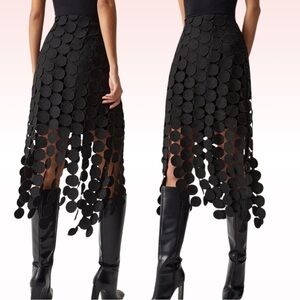 Nwt COMMENSE Black Bubble Laser Cut Multi Circle Double Layered Skirt (Sz XS)